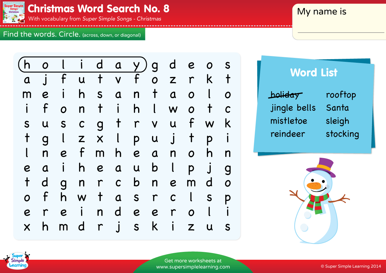 christmas - word search #8 - super simple